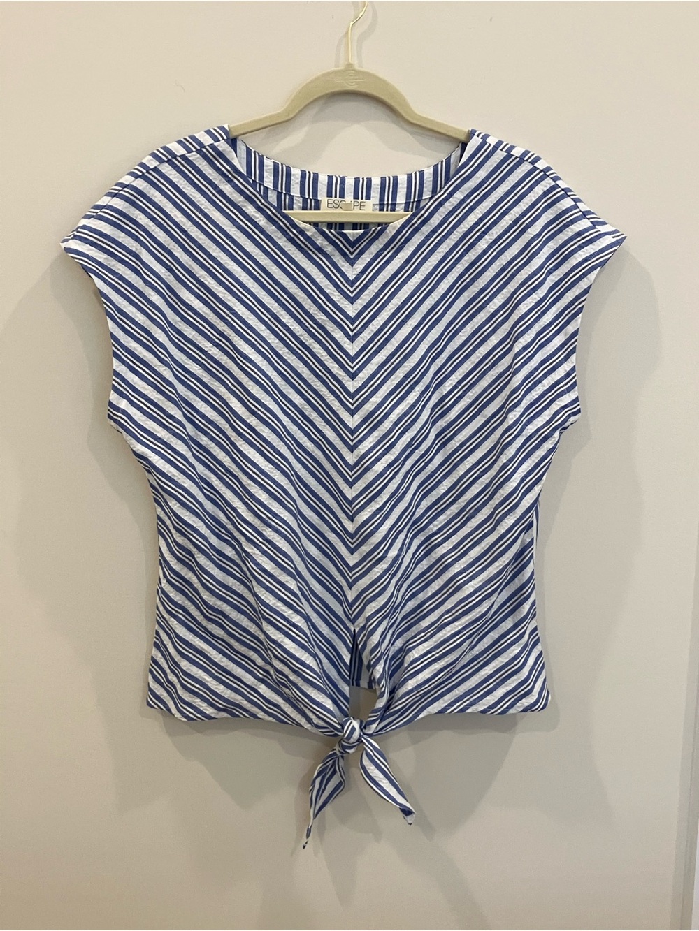 ESCAPE Blue & White Striped Tie-Front Top
